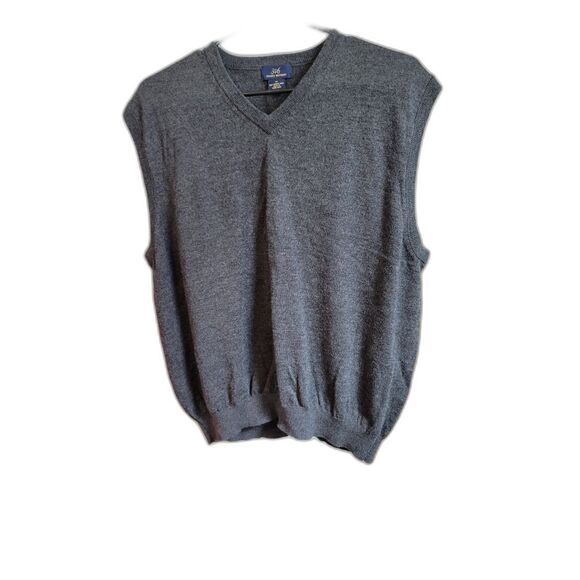 Brooks Brothers 346 Italian Merino Wool V-Neck Sweater Vest XL Grey - Picture 9 of 10